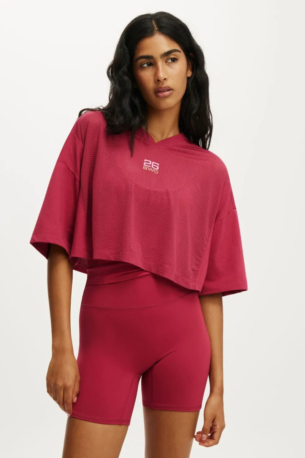 Active Mesh Cropped Graphic Tee