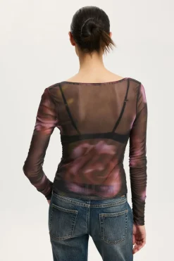 Alix Mesh Button Through Long Sleeve