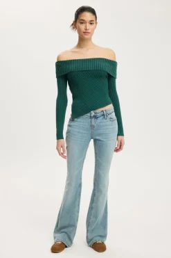 Asym Rib Off Shoulder Knit