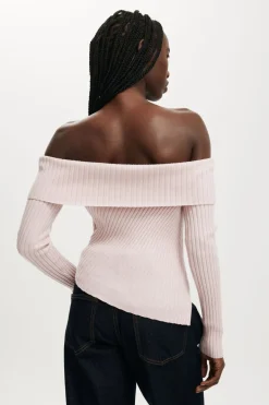 Asym Rib Off Shoulder Knit