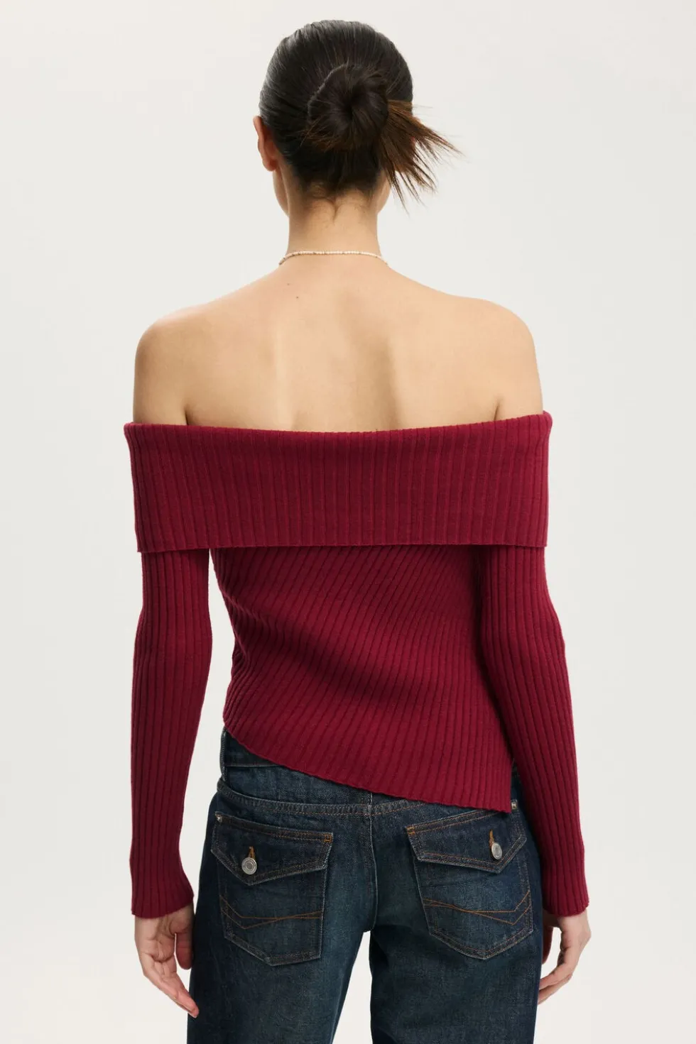 Asym Rib Off Shoulder Knit