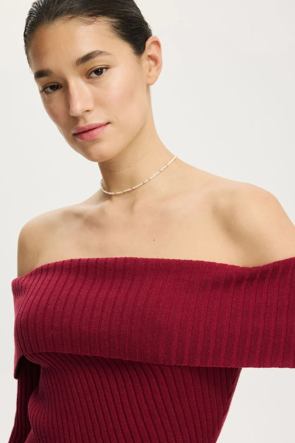 Asym Rib Off Shoulder Knit