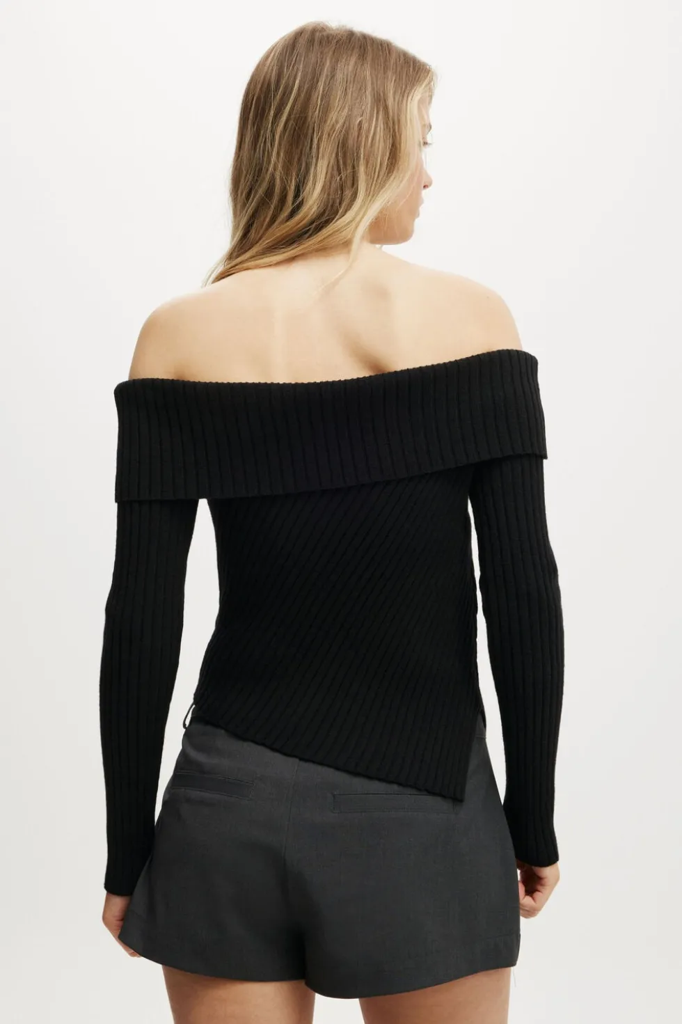 Asym Rib Off Shoulder Knit