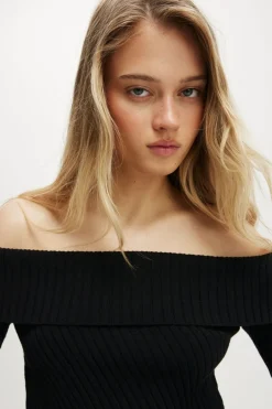 Asym Rib Off Shoulder Knit