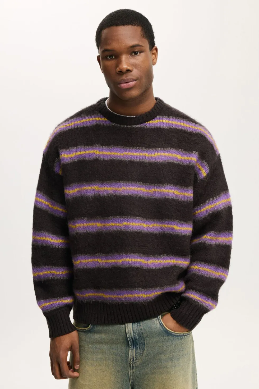 Box Fit Fuzzy Crew Knit