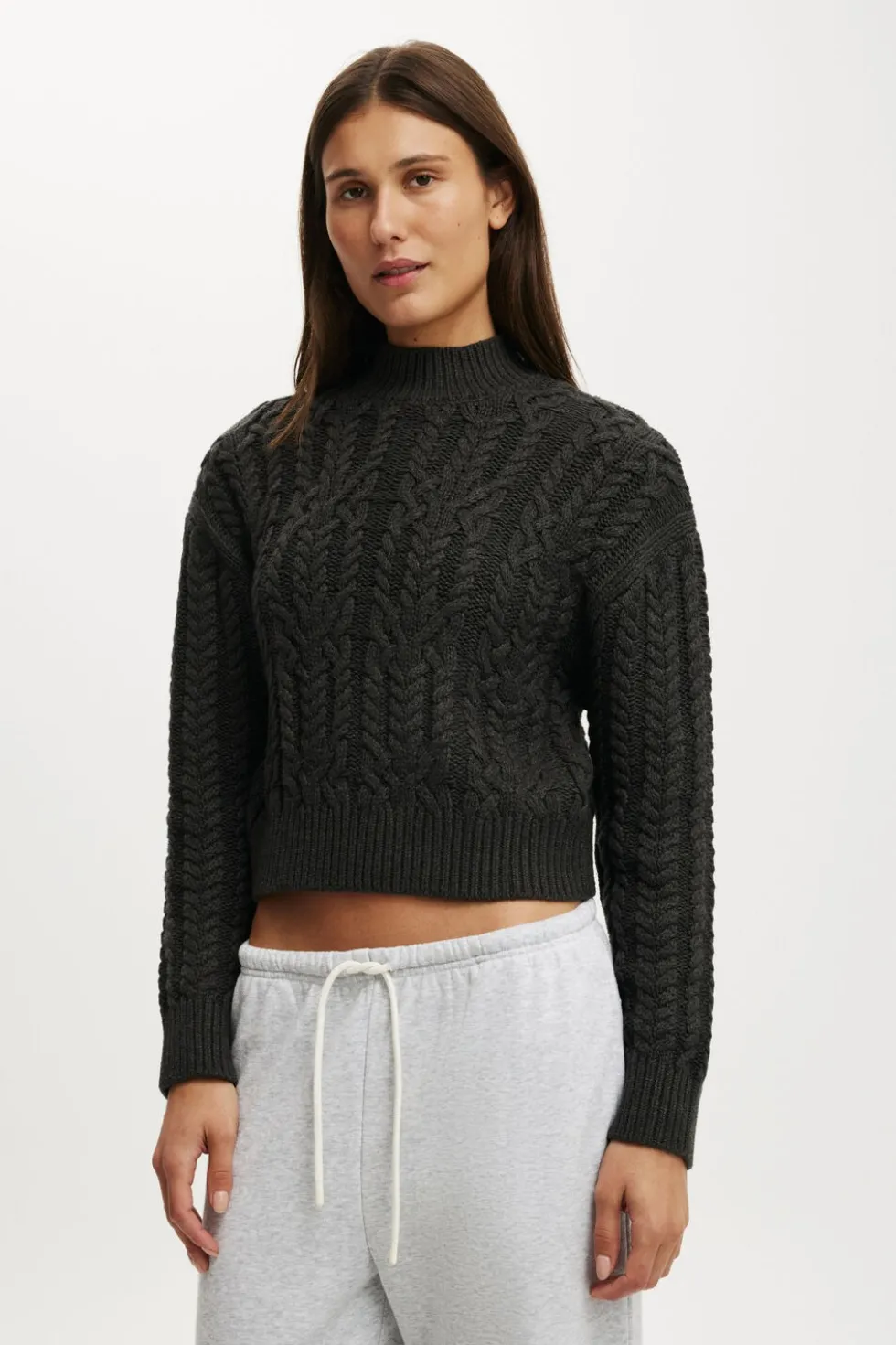 Boxy Mock Neck Knit Sweater