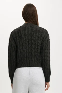 Boxy Mock Neck Knit Sweater