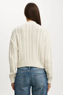 Boxy Mock Neck Knit Sweater