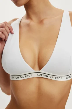 Branded Cotton Plunge Triangle Bralette