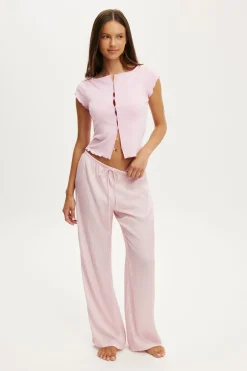 Button Detail Cap Sleeve Top