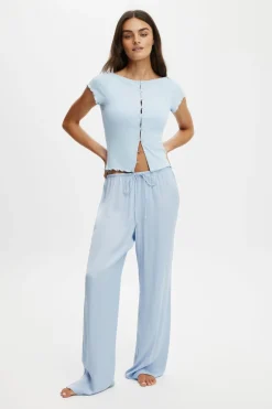 Button Detail Cap Sleeve Top