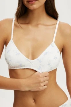 Cotton Pointelle Triangle Padded Bralette