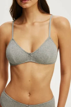 Cotton Pointelle Triangle Padded Bralette