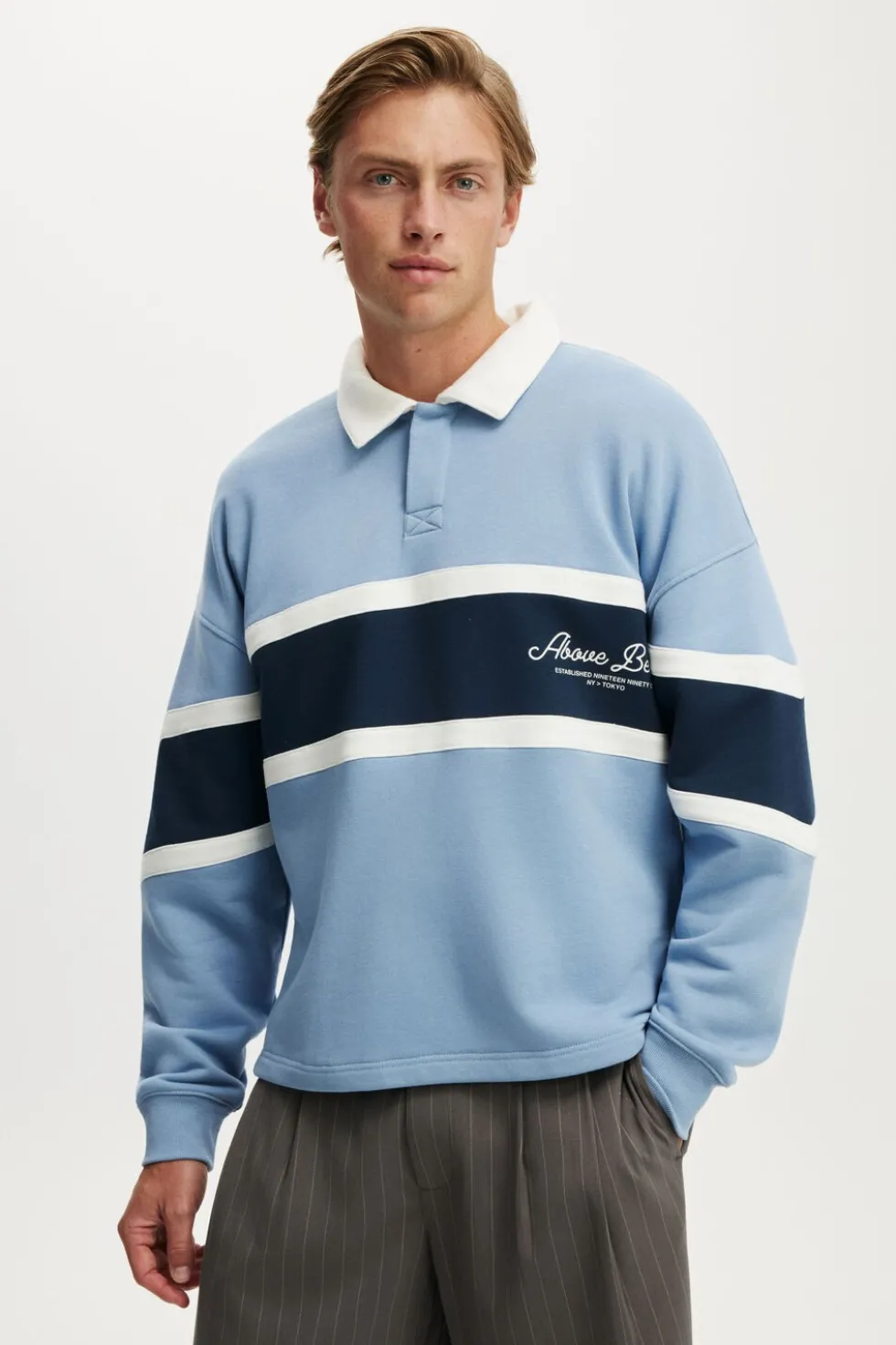 Cropped Fit Graphic Fleece Polo