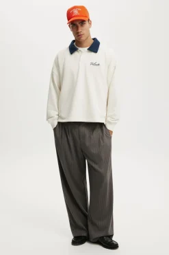 Cropped Fit Graphic Fleece Polo