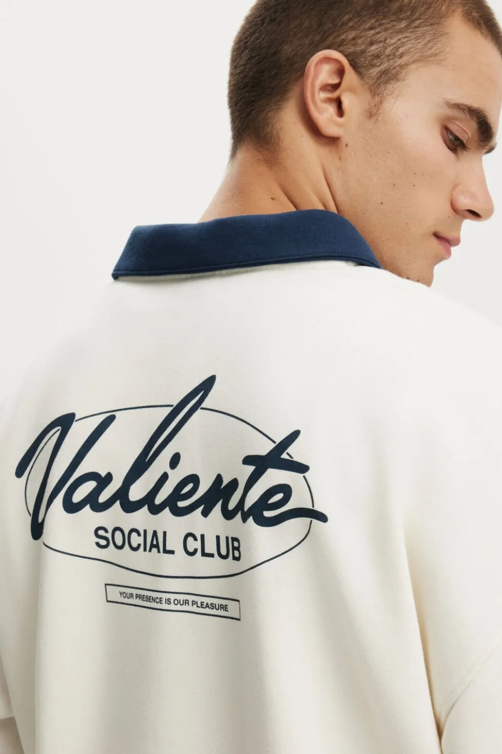 Cropped Fit Graphic Fleece Polo