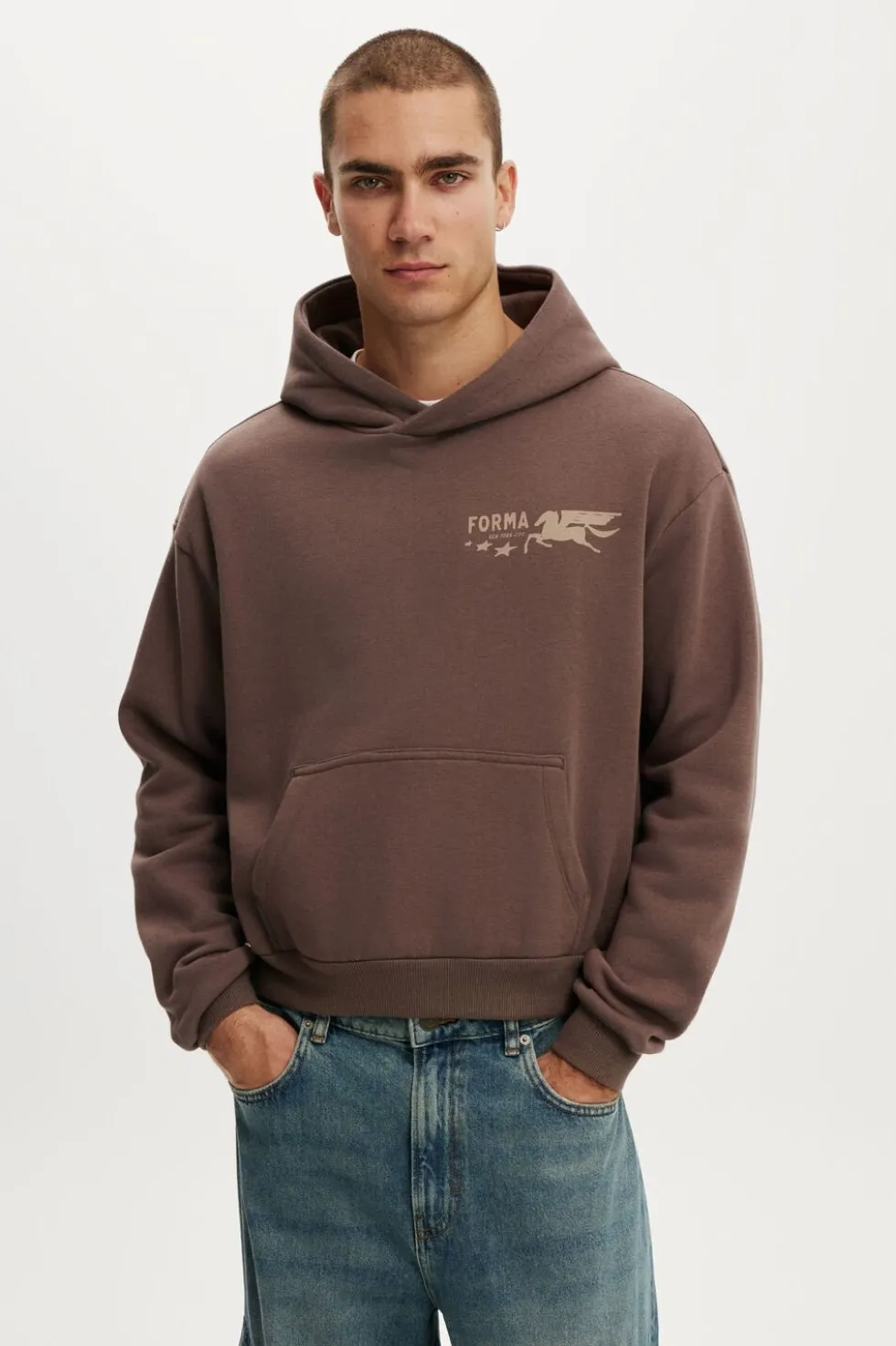 Cropped Fit Graphic Hoodie