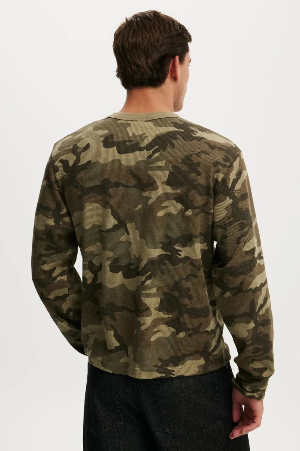 Cropped Fit Textured Long Sleeve