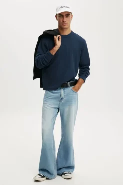 Cropped Fit Textured Long Sleeve
