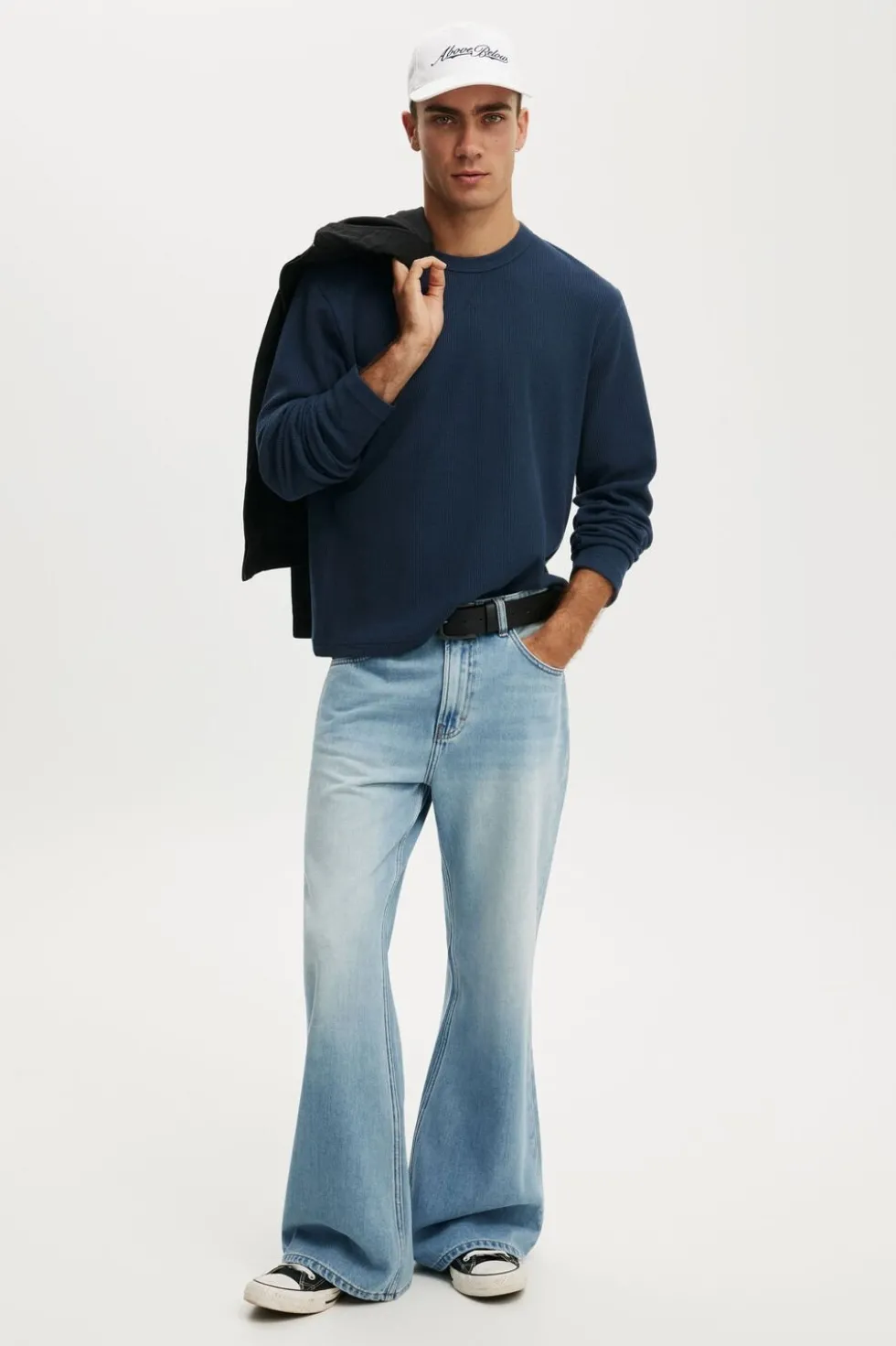 Cropped Fit Textured Long Sleeve