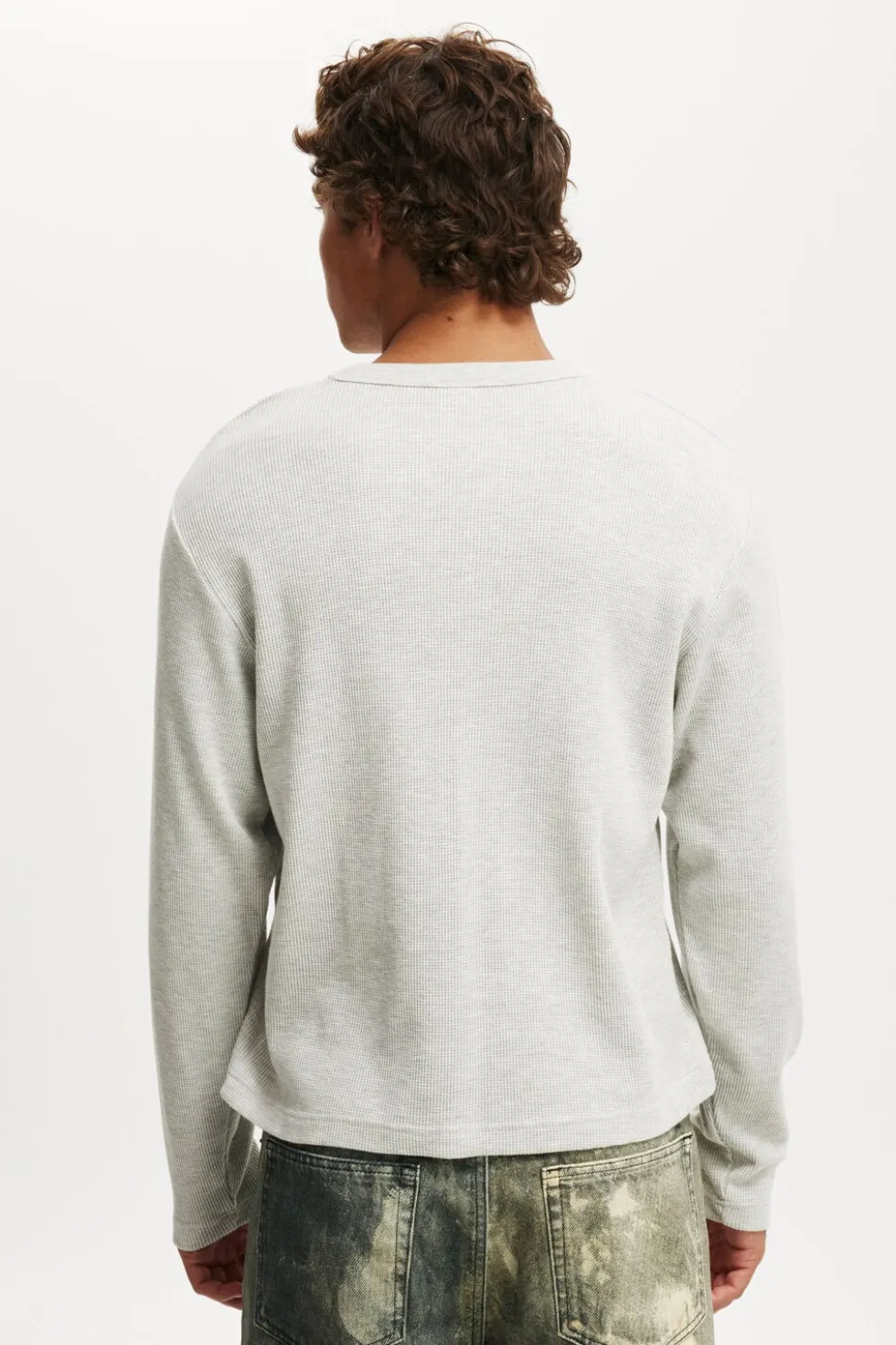 Cropped Fit Textured Long Sleeve