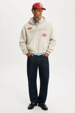 Cropped Zip Up Graphic Hoodie