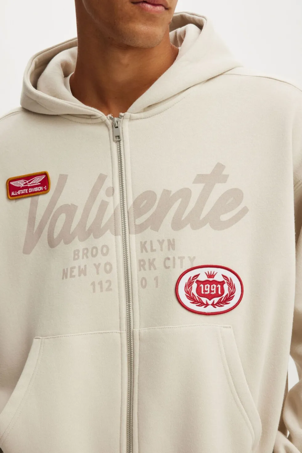 Cropped Zip Up Graphic Hoodie
