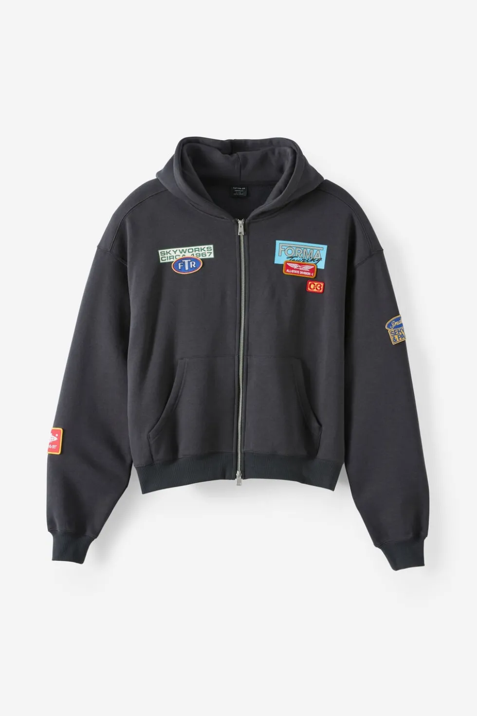 Cropped Zip Up Graphic Hoodie