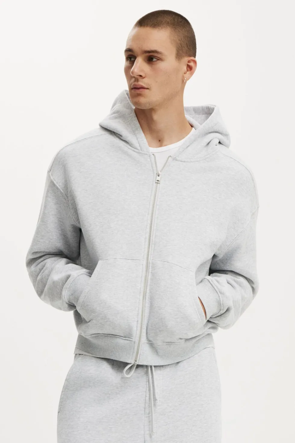 Cropped Zip Up Hoodie