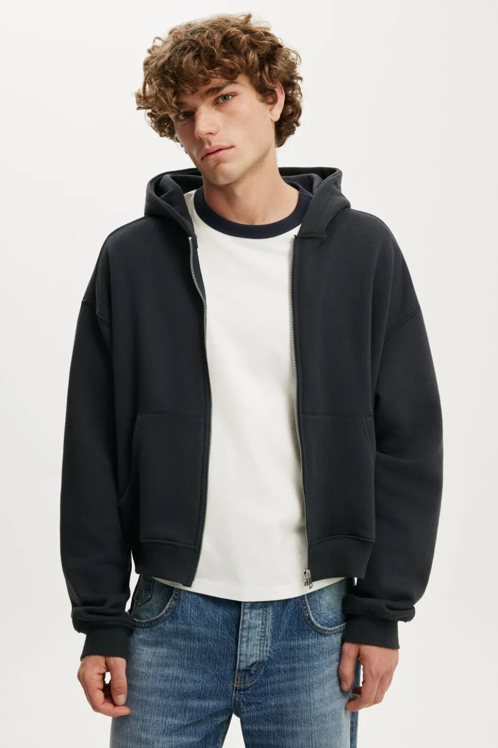 Cropped Zip Up Hoodie