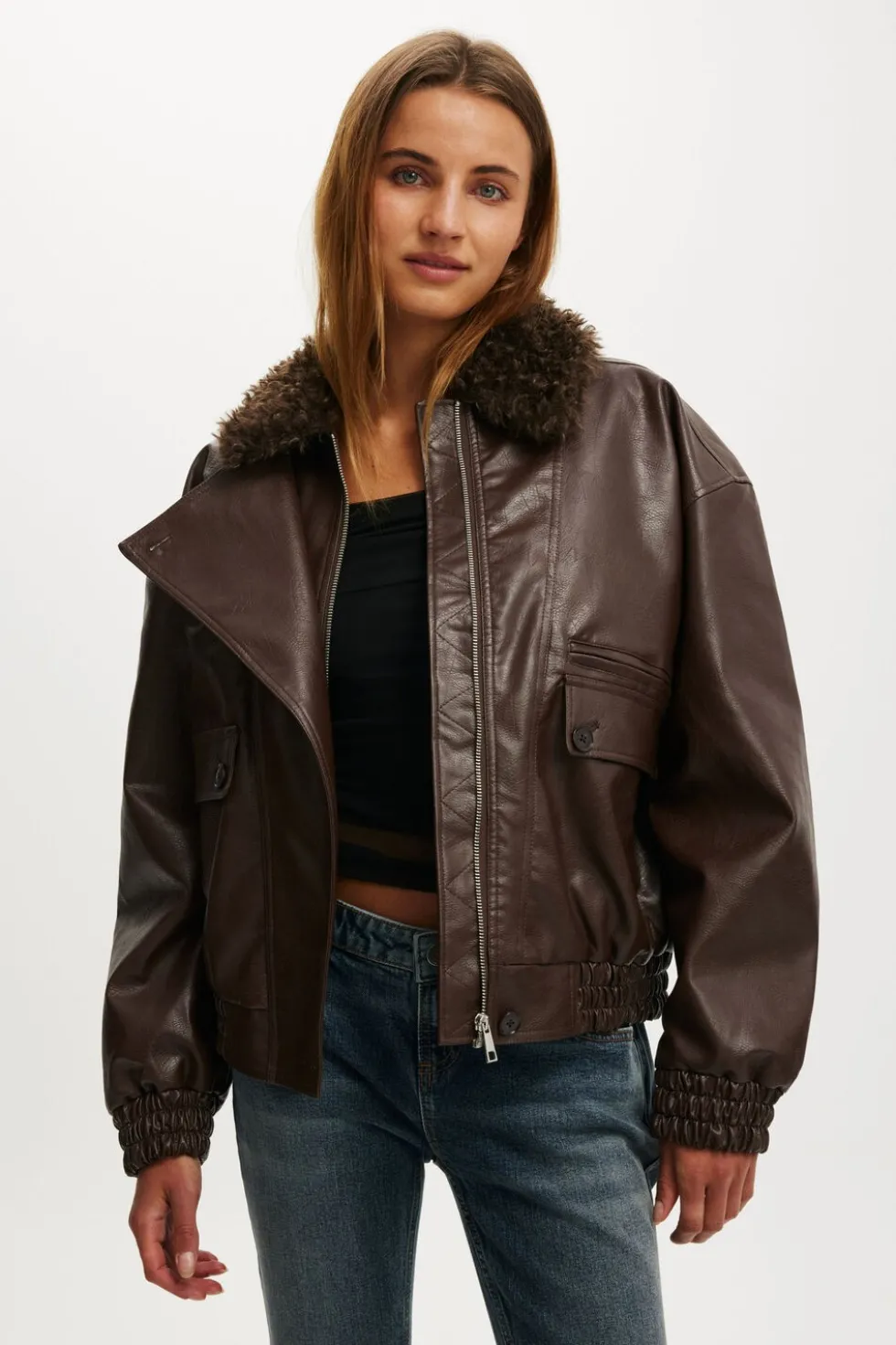 Darcy Faux Leather Bomber