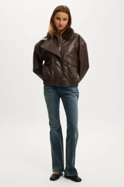 Darcy Faux Leather Bomber
