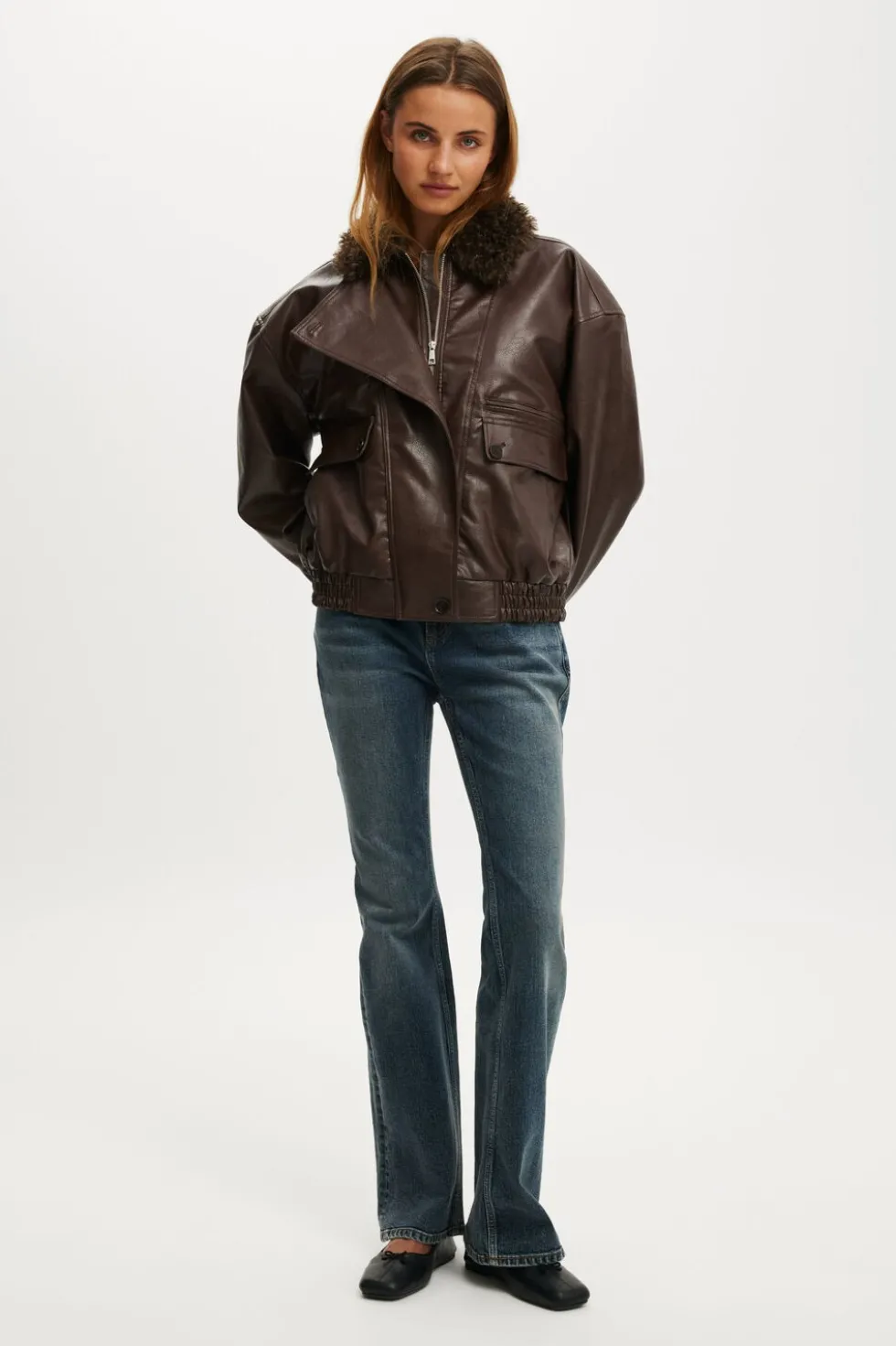 Darcy Faux Leather Bomber
