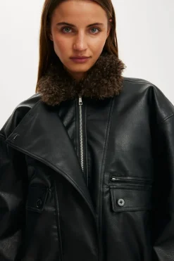 Darcy Faux Leather Bomber
