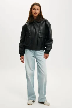 Darcy Faux Leather Bomber