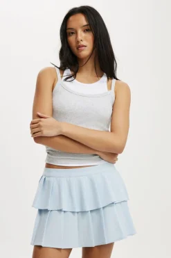 Double Pleated Mini Skirt