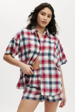 Flannel Boyfriend Short Sleeve Shirt