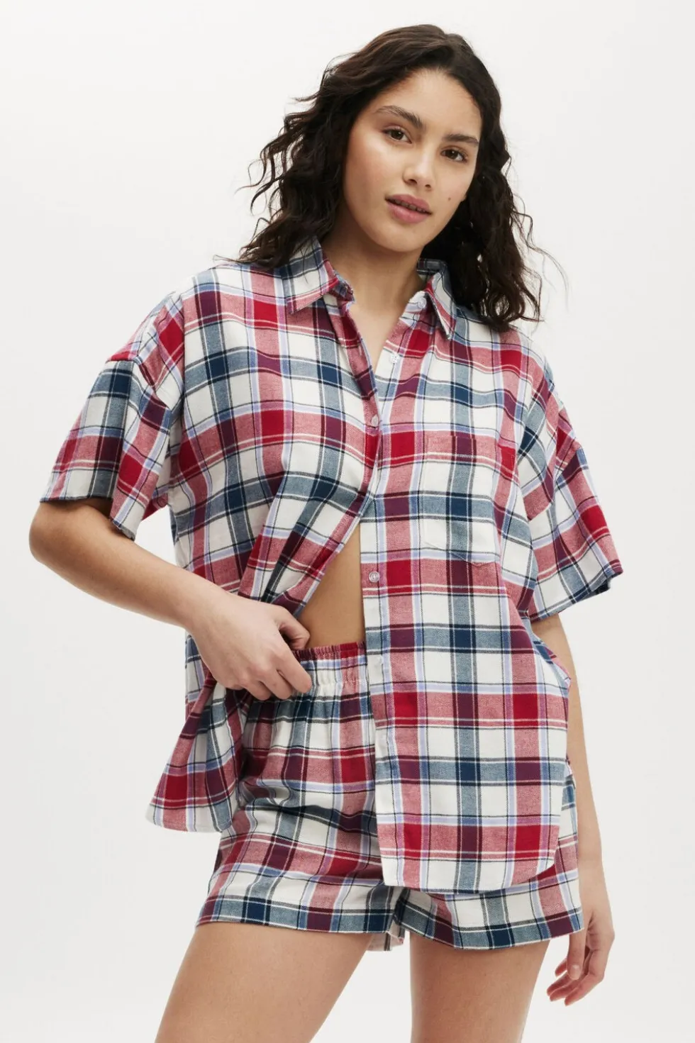 Flannel Boyfriend Short Sleeve Shirt