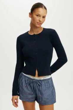 Fluffy Fitted Knit Cardi