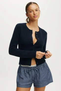 Fluffy Fitted Knit Cardi