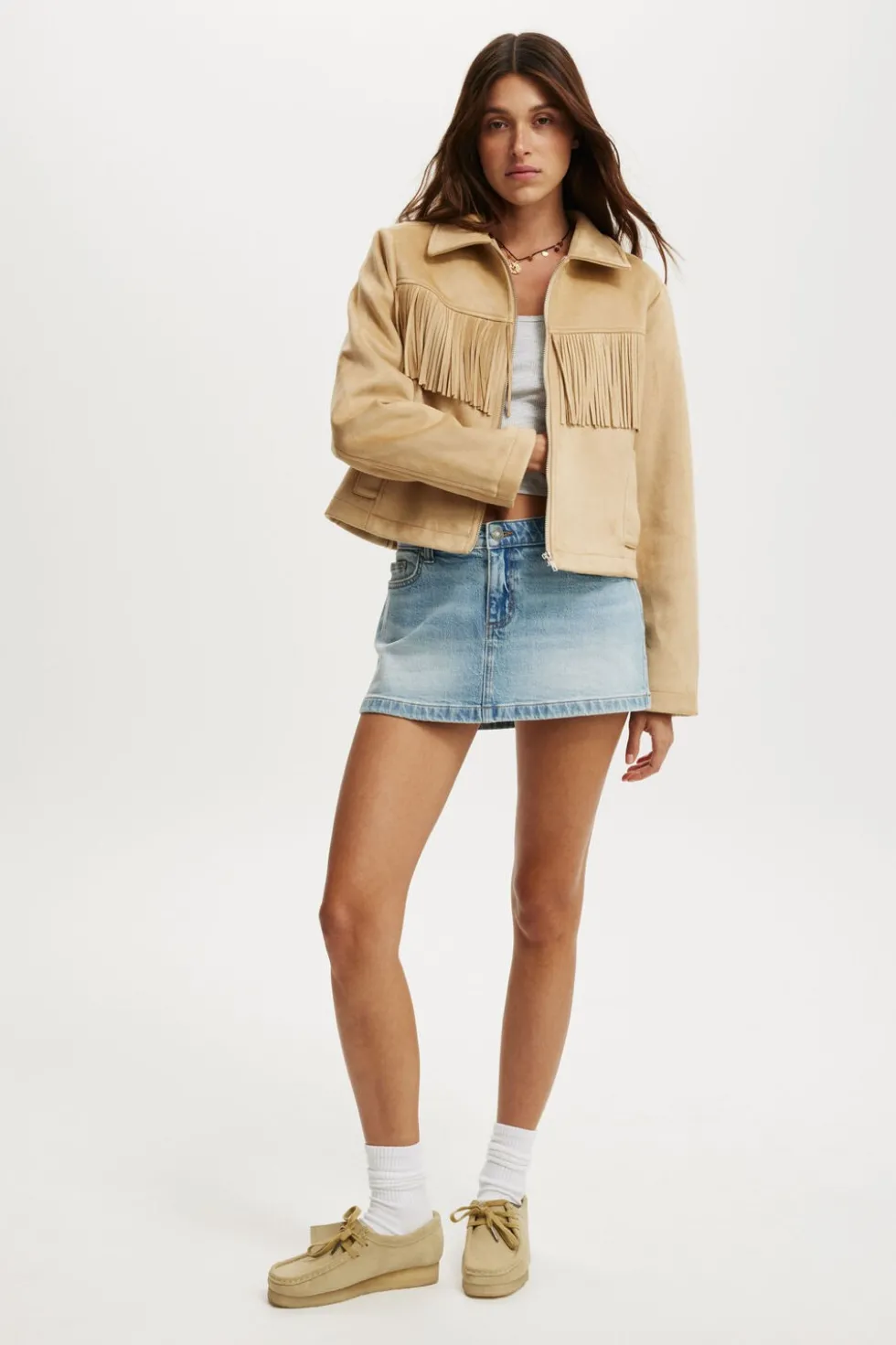 Fringe Faux Suede Jacket