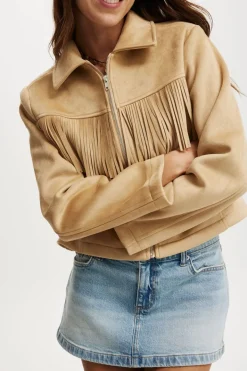 Fringe Faux Suede Jacket