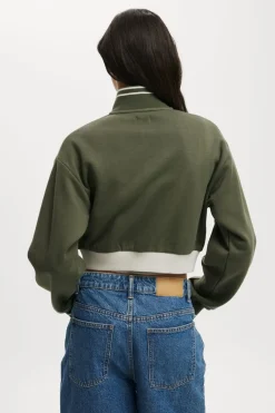 Graphic Cropped Zip Through