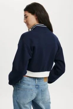Graphic Cropped Zip Through