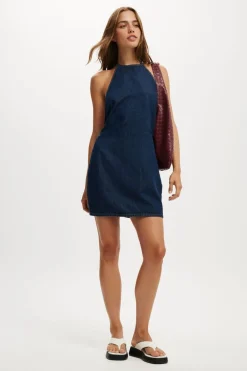 Halter Denim Mini Dress