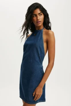 Halter Denim Mini Dress