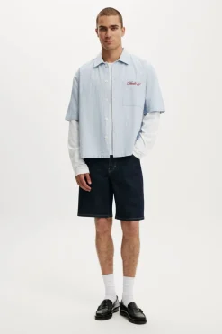 Loose Straight Denim Short