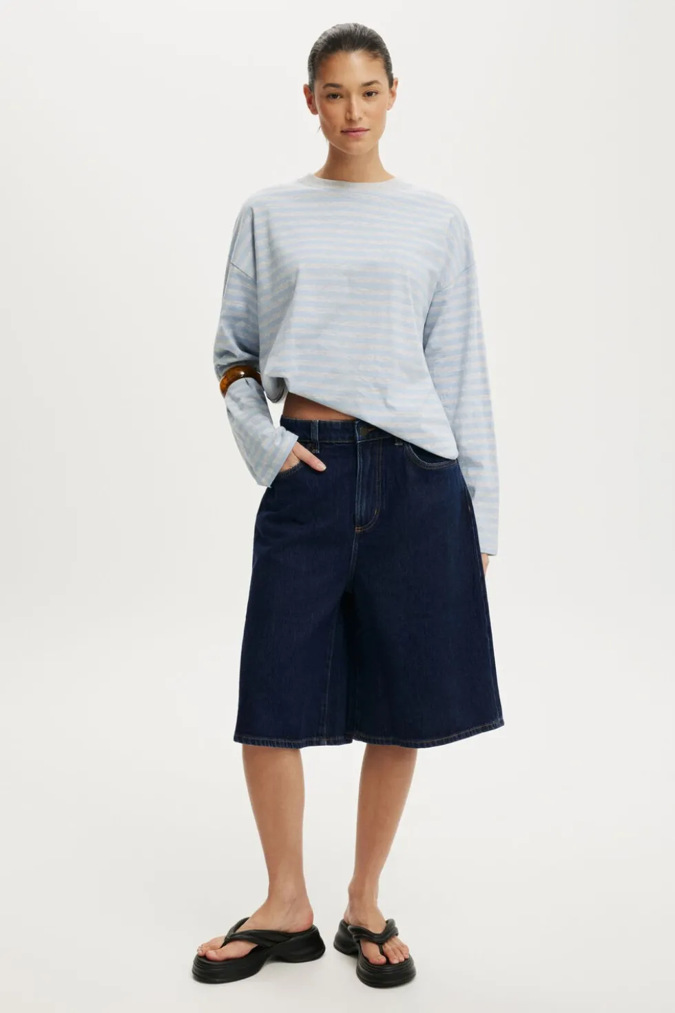 Lyocell Wide Denim Jort