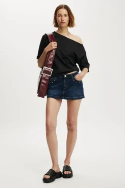 Micro Low Denim Skirt