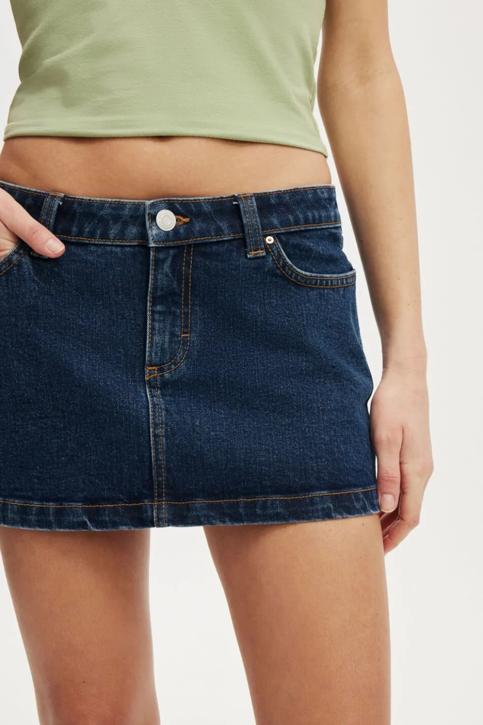 Micro Low Denim Skirt